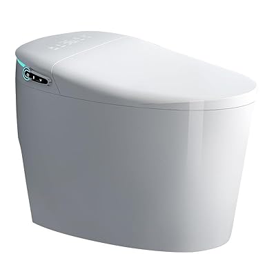 DEAR CARBON Voice Control Smart Toilet with Built-in Bidet, Dual Flush & Foot Sensor Operation, Tankless Heated Toilet with LED Display & Foam Shield – Luxury Automatic One-Piece Bidet Toilet