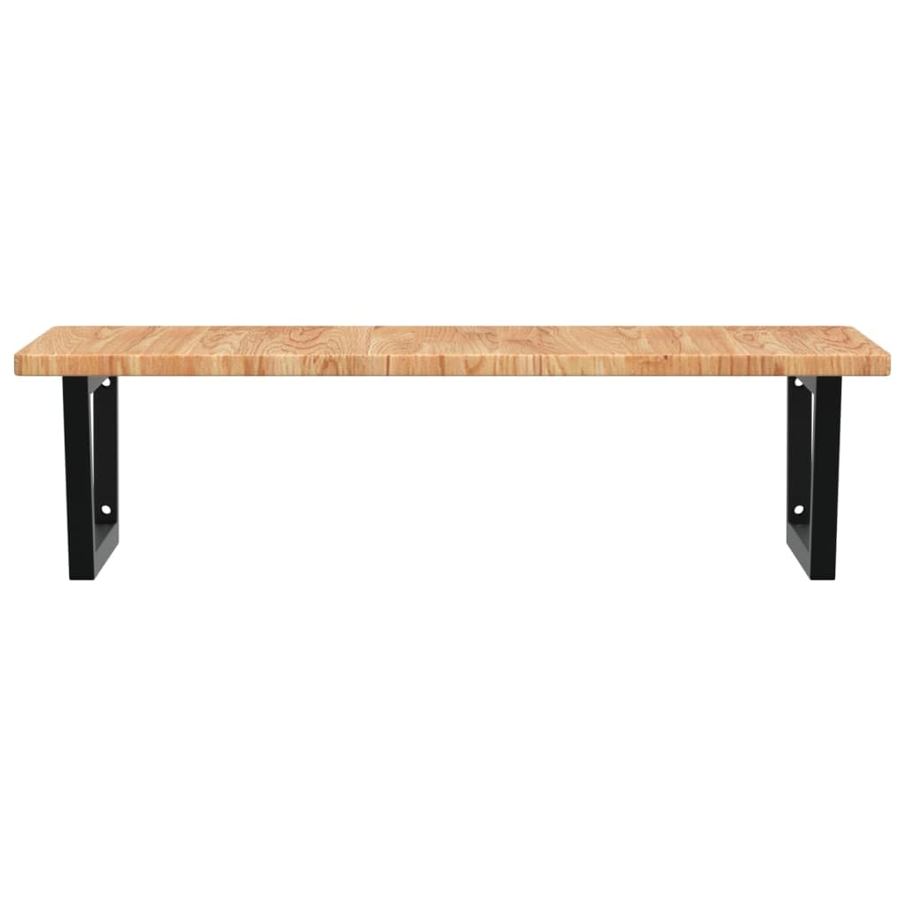 Tapa de lavabo de 100 x 60 cm de roble macizo con soporte de acero, diseño moderno flotante, robusto, duradero, para baño, invitados, inodoro y baños pequeños