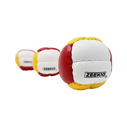 Zeekio Galaxy Juggling Balls - Premium 12 Panel Genuine Leather Balls - 130G - 67Mm - Pack Of 3 (Red/White/Yellow) #TOP4