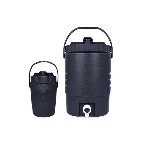 Cosell 2.2 Gallon/8 L Portable Sports Cooler Water Beverage Dispenser Insulated Cooler Dispenser With Spout & 33 Ounce/1 L Insulated Water Jug