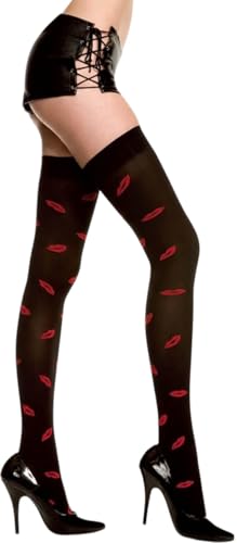 Image of ToBeInStyle Women's Cute Romantic Love Heart Print Thigh High Stockings