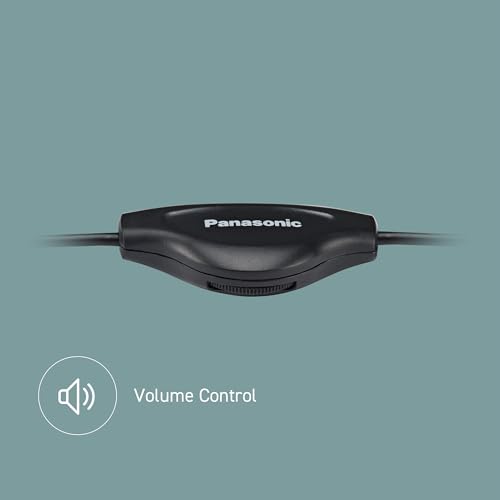 Panasonic RP-HT090E-H Lightweight Stereo Headphones, On-Ear Headphones, 5m Long Cord, Volume Control, XBS, 3.5mm Jack, Black
