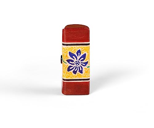 Leather Lipstick Case with Mirror Traditional Vintage Floral Print Box Jewellery Organiser Makeup Lip Balm Carry Case Travel Durable Women Girls Gift (Pack of 1) - Image 3