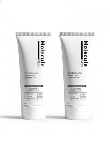 Image of Molecular 5% Niacinamide Moisturizing Gel Sunscreen,Spf 50+ Pa++++|Clinically Tested In Usa|For Oily, Dry, Sensitive, Combination, Dull, Acne Prone Skin|8 Hr Protection|For Men & Women|50 G (Pack Of 2)