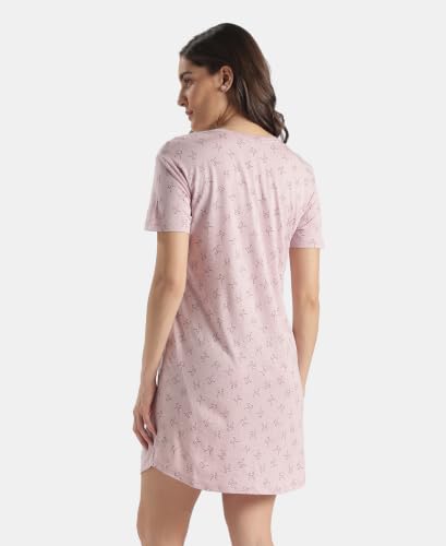 Image of Jockey RX25 Women Micro Modal Cotton Ruffled Hem Styled Half Sleeve Printed Sleep Dress (Colors & Prints May Vary)