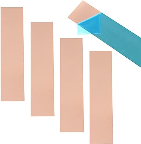 4 Pcs 99.9%+ Pure Copper Sheet, 10" x 2.5", 18 Gauge(1mm) Thickness, No Scratches, Film Attached Copper Plates