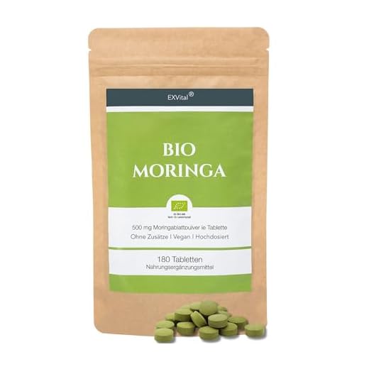 EXVital BIO Moringa Tabletten - 3000 mg Moringa Oleifera pro Tagesdosis - 180 Bio Moringa Presslinge , vegan & hochdosiert