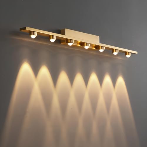 Image of FILLISKA 7 Way LED Mirror /Picture /Vanity Light with Warmwhite Light (7 LED Luxurious Gold-985B)(2 Year Warranty)