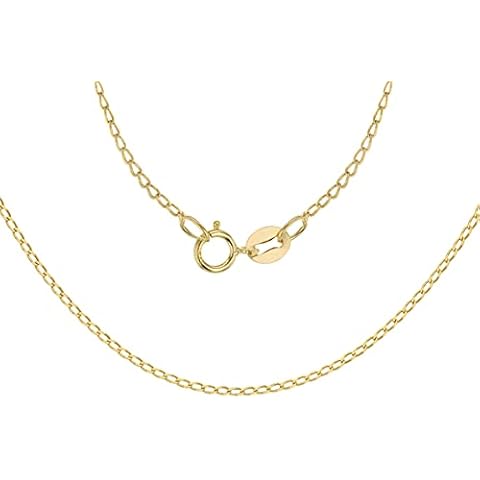 Carissima Gold Unisex 9 ct Yellow Gold 1.1 mm Open Curb Chain Necklace of Length 41 cm/16 Inch Cover