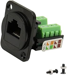 QIANRENON RJ45/8P8C Cat5E Screw Terminal Adapter Keystone Jack,D-Type Modular Panel Crimping Data Female Connector,Black