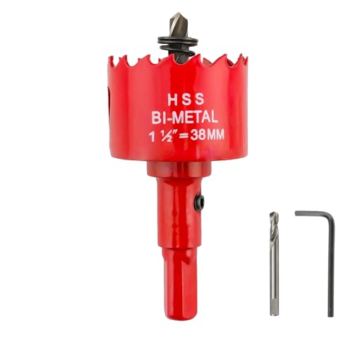 Orialvenka Hole Saw 1-1/2 Inch(38mm) for Wood Plastic Board Ceiling Drywall and Metal Sheet - HSS Bi-Metal Hole Cutter with Pilot Drill Bit