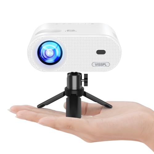 Image of Mini Projector, VISSPL Full HD 1080P Video Projector, Portable Outdoor Projector with Tripod, Kids Gift, Home Theater Movie Phone Projector Compatible with Android /iOS /Windows