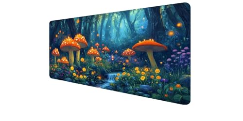 Desk mat forêt 1000x400x3mm avec bords cousus pour le confort du poignet