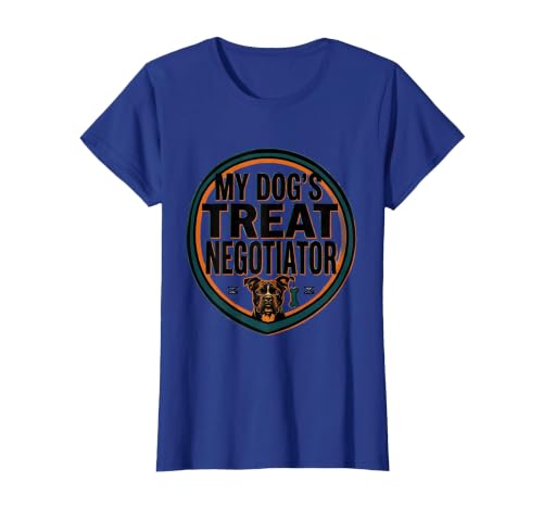 My Dog's Treat Negotiator Funny Dog Owner Pet Lover Humor T-Shirt, Women, Royal Blue, X-Small