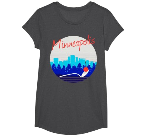 Minneapolis St Paul Twin Cities Minnesota MSP Souvenir T-Shirt, Girls, Dark Heather Grey, X-Small