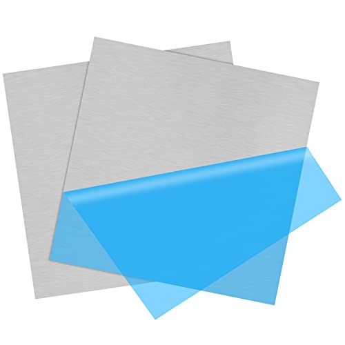 Image of 2Pack 6061 T651 Aluminum Sheet Metal 10 x 10 x 1 /16 (0.06 inch) Inch Plain Thin Aluminum Plate Covered with Protective Film, Heat Treatable Rectangle 1.5MM Aluminum Metal Plate for Crafting, Industrial