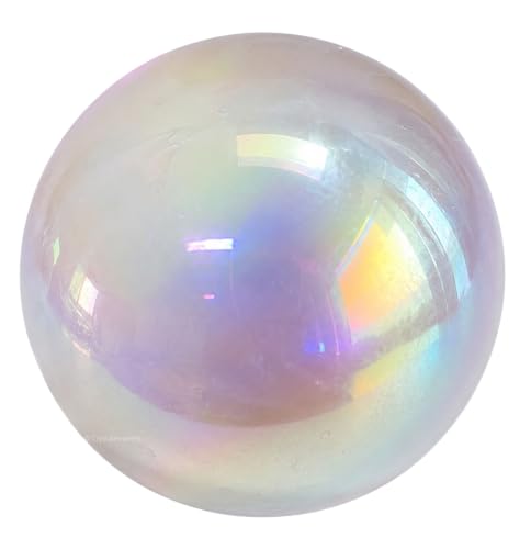 Image of Certified Angel Aura Quartz Crystal Ball for Meditation - Premium Crystal Vastu Items for Home and Feng Shui Items for Good Luck - Ideal for Pooja Supplies and Spiritual Practices (3 inch Inch)