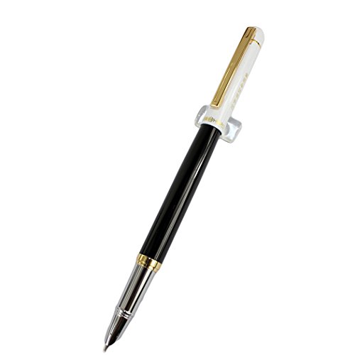 Gullor fountain pen 3321 with white cap golden clip hidden nib smooth writting - black
