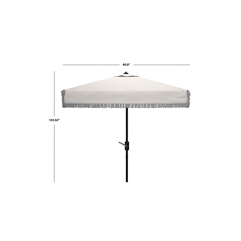 Safavieh PAT8408C Outdoor Milan Fringe White 7'6" Square Crank UV Protected Umbrella - Image 6