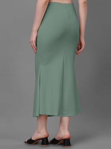 Image of Women's Saree Shapewear Petticoat, Cotton Blend Stretchable Mermaid Skirt, High Waist Tummy Control, Smooth Curve Fit with Adjustable Drawstring