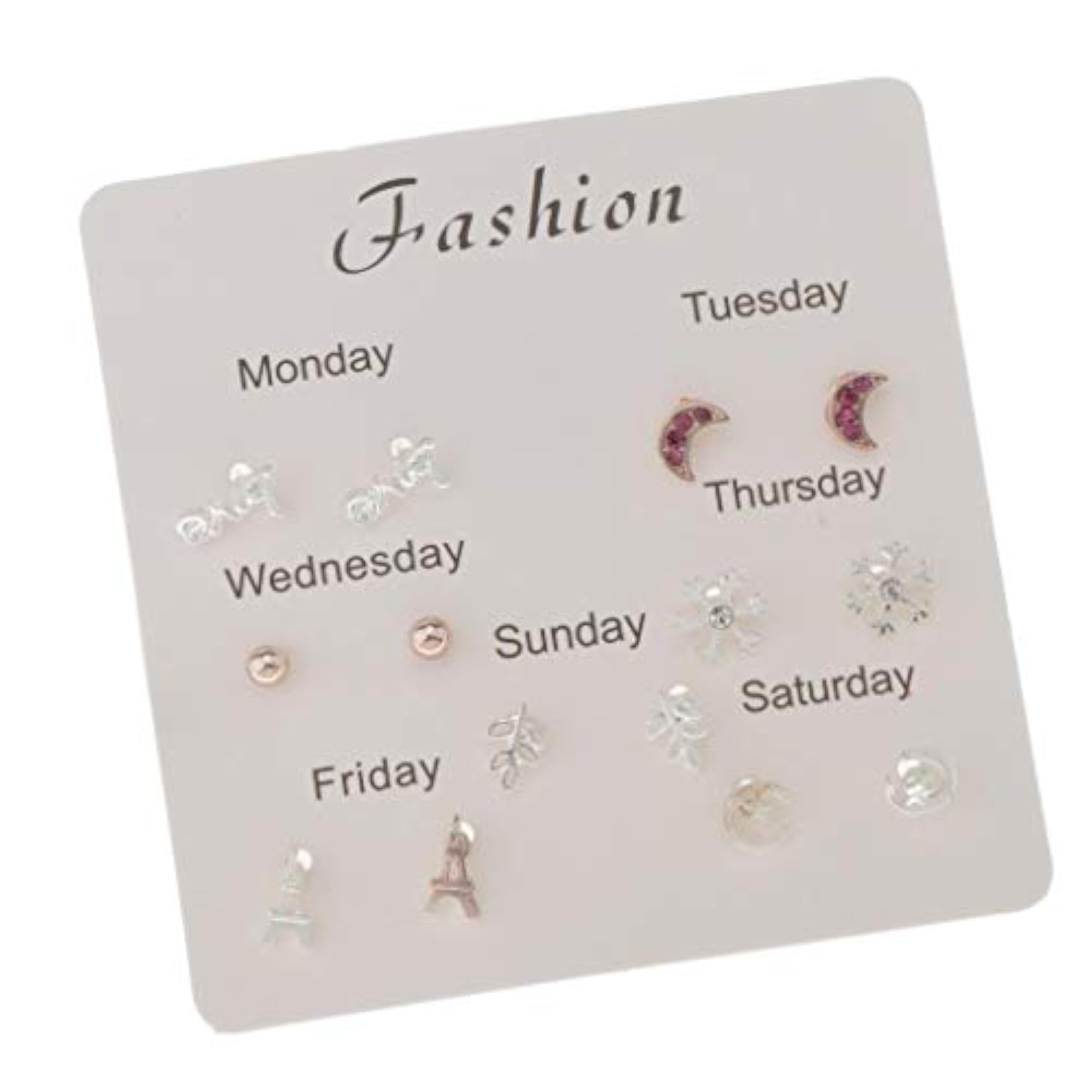 7 Pairs Fashion Stud Earrings Set with Round Beads