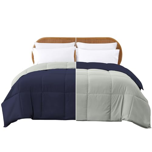Modern Threads Down Alternative Reversible Comforter Navy/Silver King