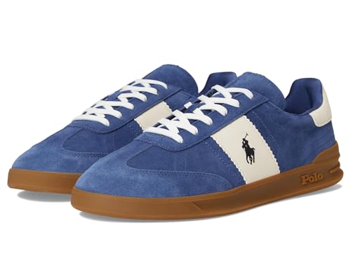 Polo Ralph Lauren, Men, Heritage Aera Suede Sneaker, Light Navy/Cream, 15, Medium