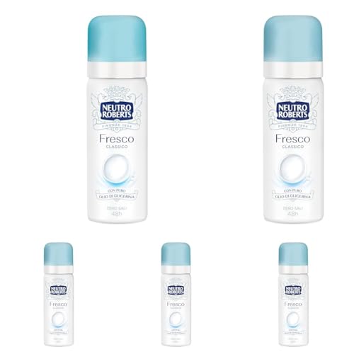 Neutro Roberts, Deodorante Spray Fresco Classico, Zero Sali di Alluminio, Zero Macchie, con Puro Olio di Glicerina, Deodorante Uomo e Donna, Dermatologicamente Testato, 50 ml, 48h (Confezione da 5)