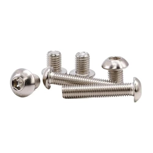 UIHMSWYAL 100 Pezzi di Grado 10.9 Viti a Testa semicircolare nichelate a Testa cilindrica con esagono Incassato bulloni a Testa Tonda a Testa bombata M3 M4(6mm,M4)