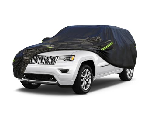 Image of KouKou Waterproof SUV Car Cover Suitable for Jeep Grand Cherokee from 2005 to 2025, 7 Layers Windproof All Weather Waterproof Outdoor Cover Sun Rain UV Dust Snow Protection. Black