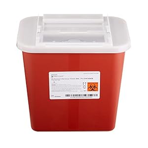 McKesson Prevent Biohazard Infectious Waste Sharps Container – Plastic, Horizontal Entry, Translucent Sliding Lid – Red, 2 gal, 7 in x 10 1/2 in x 10 1/4 in, 20 Count