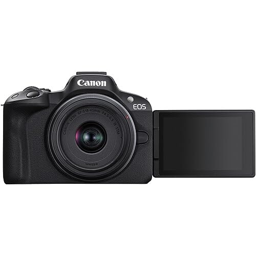 Image of Canon EOS R50 Mirrorless Camera with 18-45mm Lens (Black) Bundle with 64GB Extreme PRO UHS-I SDXC Memory Card + Canon 200ES EOS Shoulder Bag (3 Items)