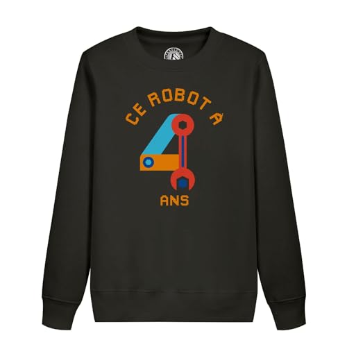 Cadeau anniversaire 4 ans sweatshirt robot ludique pour célébration enfant