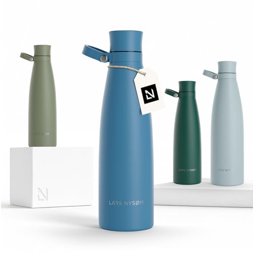 Image of LARS NYSOM Stainless Steel Insulated Water Bottle 25oz 34oz | Insulated Thermo Flask for Hot and Cold Beverages | Leakproof Drinking Bottle (Calypso Blue, 25.4oz)