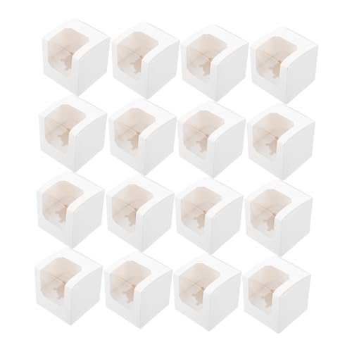 SOLUSTRE 20pcs Kraft Cupcake Boxes with Inserts and Window Individual Cupcake Holders for Cookies Pastries Birthday Wedding and Elegant Portable Packaging for Desserts