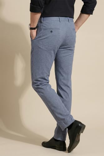 Image of Peter England Men's Premium Formal Stretchable Knit Super Slim Fit Trouser | Comfort Lycra | 360-Degree Stretch