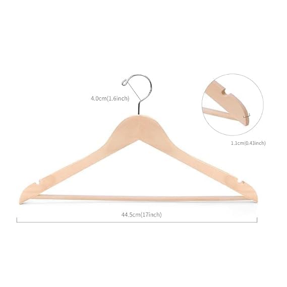 Image of HEA-vy Duty Plastic Hangers | Wooden Look, Non-Slip, Space-Saving Wardrobe Hanger for Clothes, Shirts, Suits & Coats (Pack of 5)