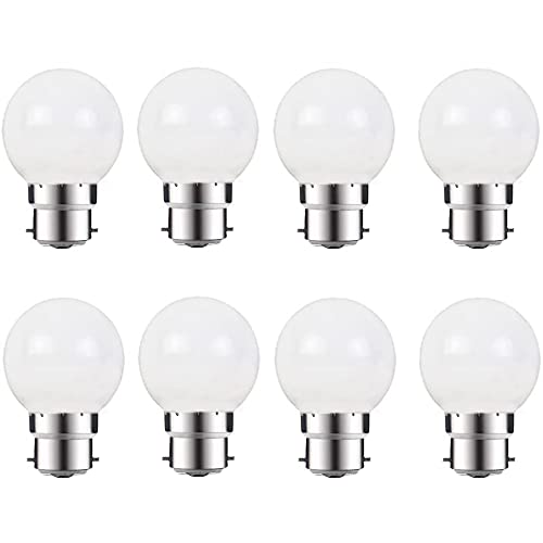 ZFQ 8 Pack B22 Warm White LED Light Bulbs 2W G45 Golf Ball Mini Globe Bulb Lighting Bulbs for Outdoor Indoor String Patio Garden Party Decoration