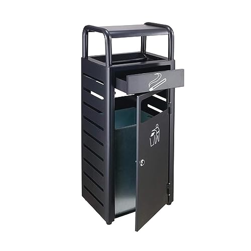 Poubelle en acier inoxydable extérieure avec cendrier et poubelle à baril intérieur - Poubelle verticale d'ascenseur de hall d'hôtel - Disponible pour...