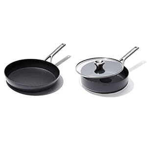 OXO Professional Hard Anodized PFAS-Free Nonstick 12″ Frying Pan and 3QT Saute Pan with Lid