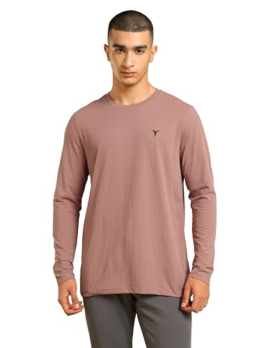 Image of TECHNOSPORT Men's Slim Fit Full Sleeve Crew Neck T-Shirt, COTFLEX Quick Dry Moisture Wicking Stretchable Sports Gym and Casual Wear