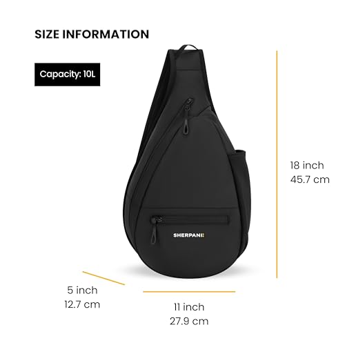 Image of Sherpani Esprit, Sling Backpack, 10L Travel Bag, Right-Handed Shoulder Sling Purse, Crossbody Backpack, Travel Gifts, RFID Protection (Black Raven)