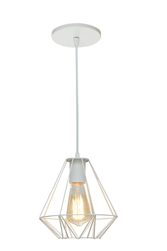 Lustre Pendente Luminária De Teto Aramado Diamante (Branco)