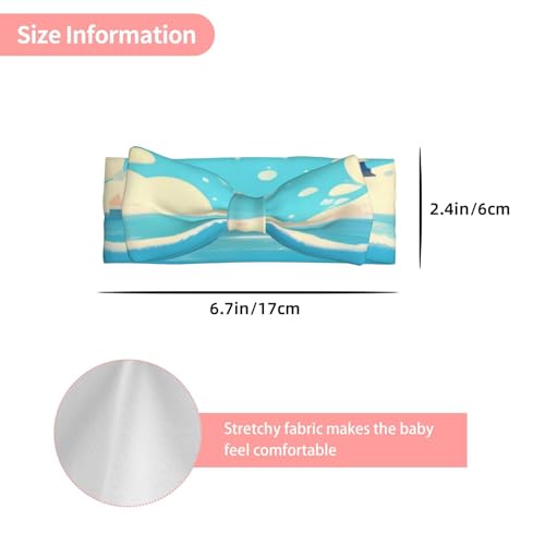Beach Cartoon Baby Bow Headband, Soft Baby Bow Hair Accessory For Newborn Babies, &*Toddlers, Kids.3