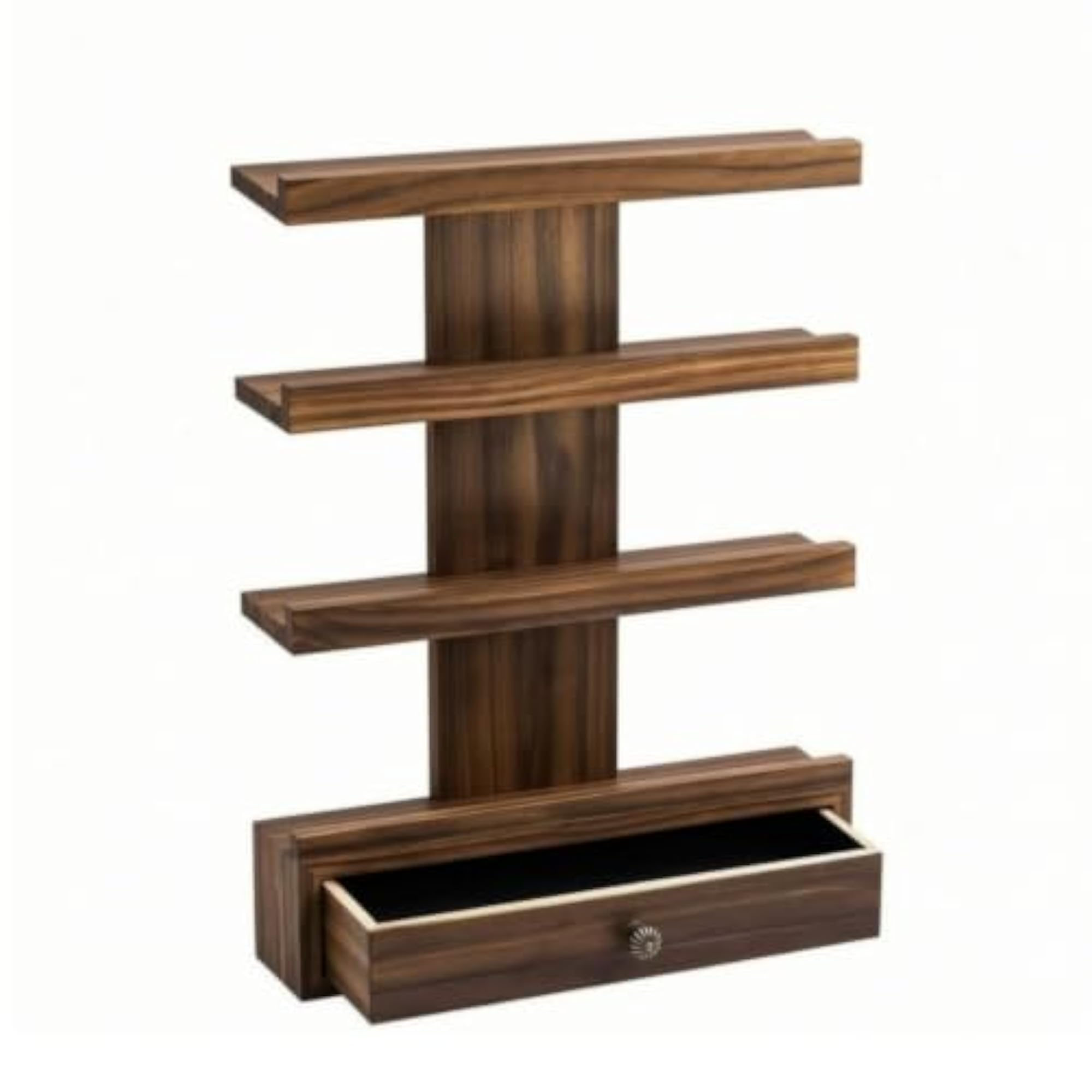 Solid-Wood Wall Organizer with Drawer for Perfume Display