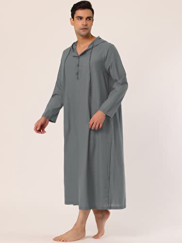 Lars Amadeus Men's Nightshirt Long Sleep Shirt Hooded Loungewear Nightgown Pajamas3