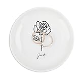 UanMere Plato de joyería decorativa, flor de nacimiento personalizada, llavero decorativo, pendientes, joyería, blanco, redondo, flores, anillo, plato, despedida de soltera, regalos de compromiso
