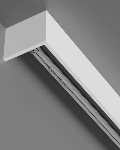 Riel de cortinas de alta resistencia para salón moderno con cenefa protectora