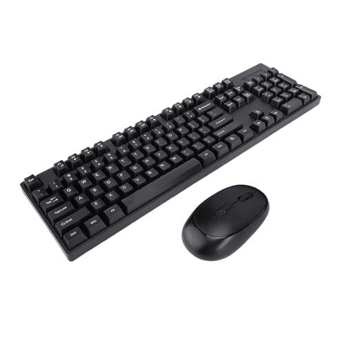 Sxhlseller Combo de Teclado y Mouse Inalámbricos 2.4G, Teclados de Computadora de Tamaño Completo de 104 Teclas con Mouse Ergonómico Contorneado para PC, Computadora Portátil, Escritorio, (Black)