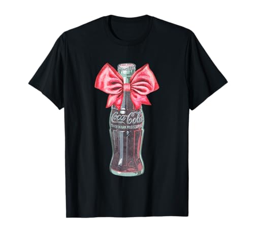 Coca-Cola Classic Glass Bottle With Red Bow Vintage T-Shirt -  4ZNZ2920RGH